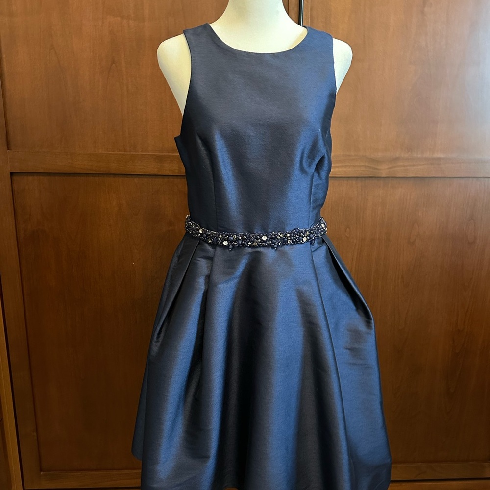 Monique Lhuillier Navy Sleeveless Dress Homecoming